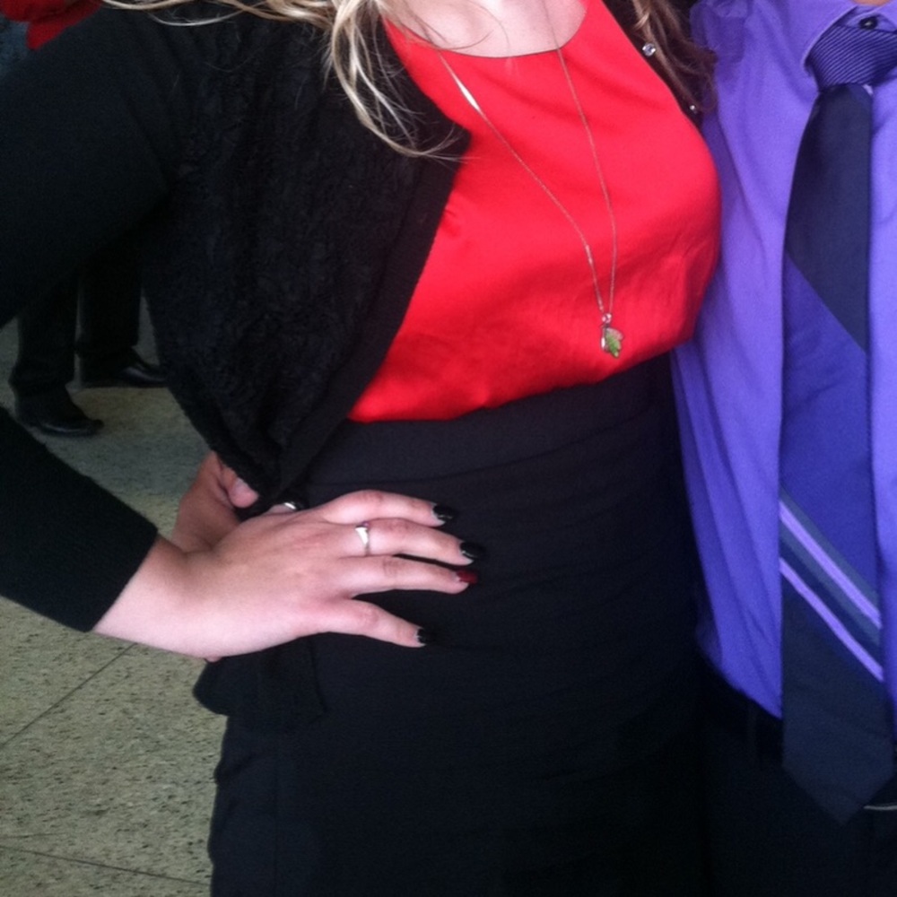 Express color block red satin dress - Picture 4 of 6